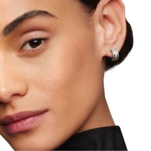 ❤️David Yurman Huggie Earrings Sterling Silver with Pavé Diamonds, 11.4mm